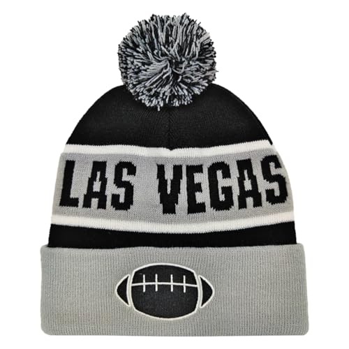 Miodoem City Beanie Knit Hat with Pom Winter Cuffed Cap Sport Fans Gift for Men Women