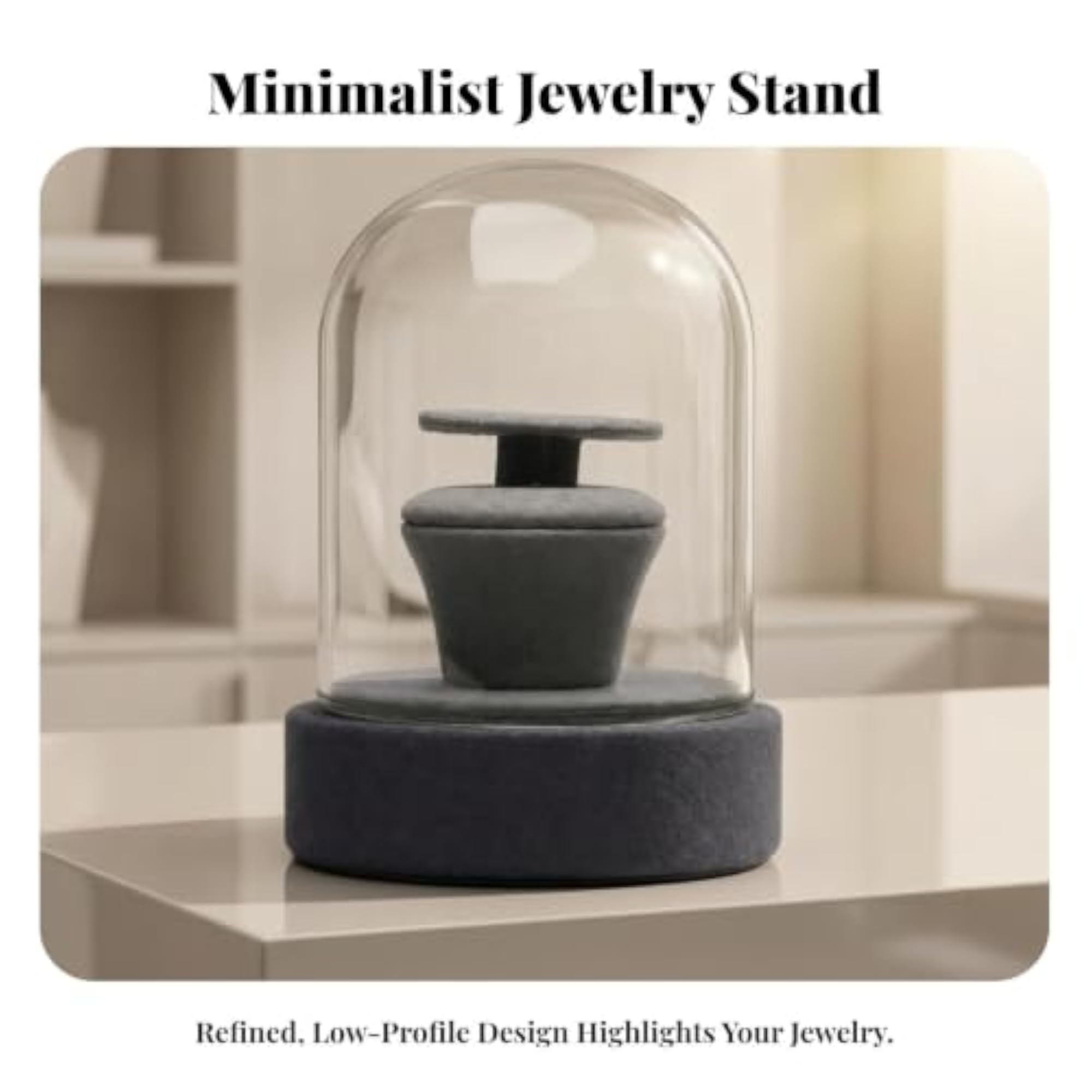 Jewelry Display Stand with Cover, Tabletop Compact Showcase