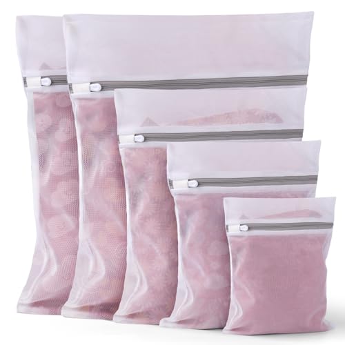 Image of OKAKA 5Pcs Laundry Bags Mesh Wash Bags, Delicate Laundry Bags for Clothes, Hosiery, Underwear, Bed linen - 5 Size
