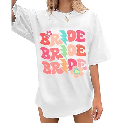 OJLPHH Bride Bachelorette Oversized Shirts Women Wedding Bride Team T-Shirt Bachelorette Party Bridesmaid Outfits White M Cover