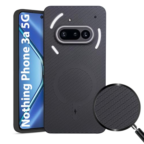Image of LIRAMARK Rugged Carbon Fibre TPU Armor Silicone Back Cover Case for Nothing Phone 3a 5G