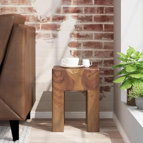 Tabouret en teck table d'appoint bois pour salon et chambre