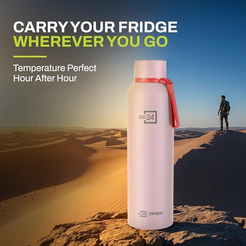 Image of Water Bottle 1 LTR Stainless Steel | Hot and Cold Flask | ISI Certified Steel Bottle | Three Layer Insulation | Leakproof | for Home, Office | 2-Year Warranty |Bravo 1000| Baby Pink