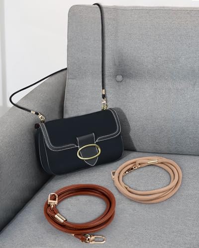 MEGAVOW 1 PCS Bandouliere pour Sac a Main, Sangle d'Épaule Poignées de Sac en PU Cuir, Remplacement Sangle Anse de Sac Femme, Lanière Épaule pour Sac à Main avec Métal Boucles, Noir, 120cm – vue 7