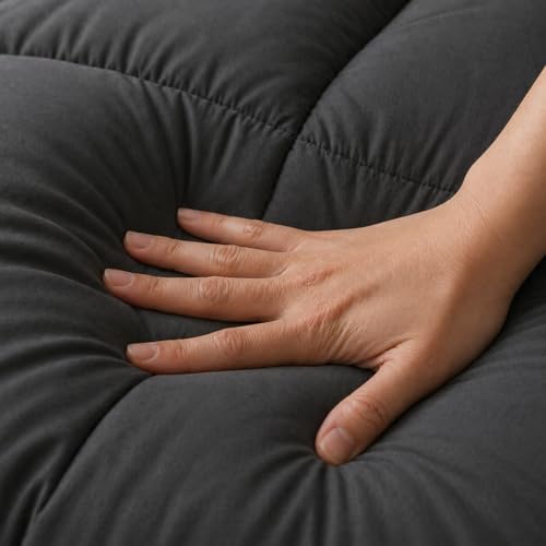 Image of Luxury Hotel Collection Cotton Comforter | All-Season Lightweight Quilt for Hot Sleepers | Plush, Breathable & Box-Stitched (Queen) Dark Grey