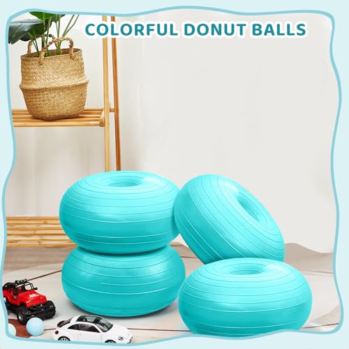 Image of Lewtemi 4 Pcs Flexible Seating for Classroom Elementary 20 Inch Yoga Ball Chair Inflatable Donut Ball Chair with Inflator for Kids Student Sensory Balance Office Exercise (Blue)