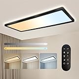 ONDTA LED Deckenleuchte Flach, 22W Schwarz 58x20cm 2700K-6500K, Deckenlampe mit Fernbedienung und Nachtlichtmodus, IP44 Wasserdicht LED Panel für Küche Wohnzimmer Schlafzimmer Badezimmer, Rechteckig
