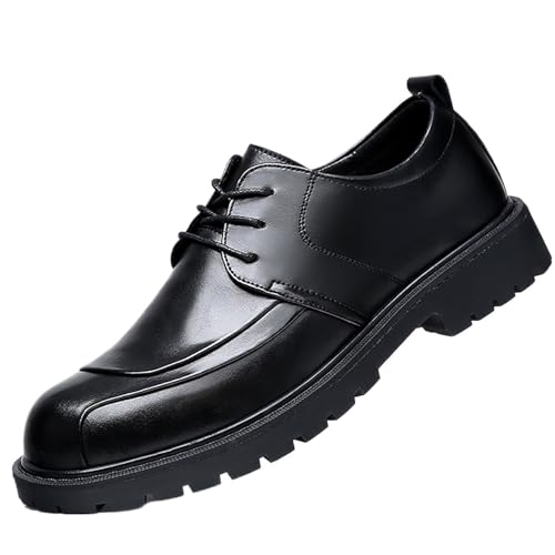 Men's Thick Sole Casual British Business Dress Shoes， Comfortable Breathable Soft Leather Rubber Sole for Stability Ideal for Office and Occasions Perfect