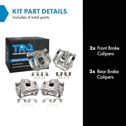 Image of TRQ Front and Rear Brake Caliper Set Zinc Coated Brackets Hardware Compatible with 2017-2019 Buick LaCrosse 2016-2018 Chevrolet Malibu 2018-2020 Equinox 2018-2020 GMC Terrain