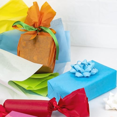 Image of ECO SARRAS 8 Color Set Multi-Purpose Wrapping Paper for Gift Wrapping, HAMPERS, Art N Craft, DIY Projects, Flower Making, Clothes, Candles, Wedding Decorations, Holi Decoration (30 Sheets)
