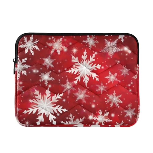 Funda para portátil 13-14 pulgadas impermeable rojo copos de nieve