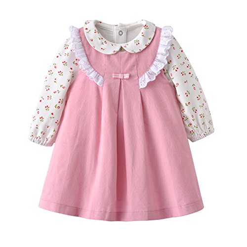 Auro Mesa Newborn Baby Girls Clothing Set Baby Flower T-Shirt with Sleeveless Dress Infant Clothes 3M-18M (18-24M)