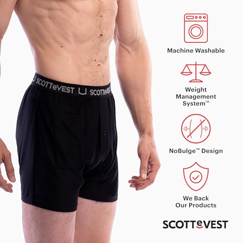 SCOTTeVEST Boxers for Men - 2 Hidden Pockets - Breathable Moisture Wicking Underwear for Travel & More2