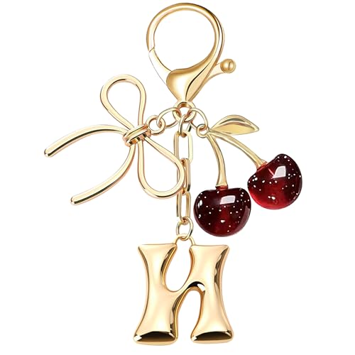 OUMILAN Bubble Initial Keychain Bag Charms for Women (Cherry,N)