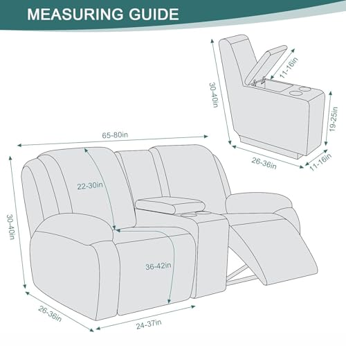 Funda de sillón relax reclinable blanca para sala de cine en casa con consola central 7