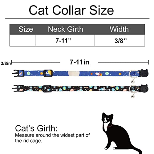 Cat-Collar-2-Pack-Breakaway-Collar-with-Bells-Safety-Buckle-Kitten-Collars-for-Boy-and-Girl-Cats-Star-and-Moon