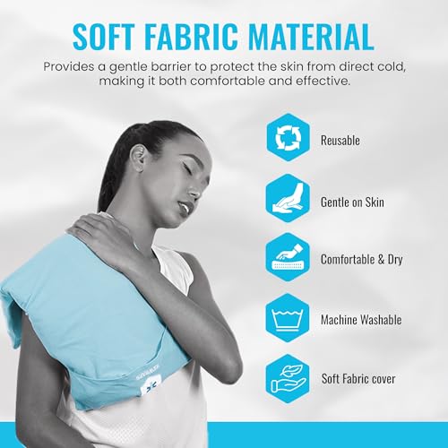 Image of ICEWRAPS Fabric Cover for 10 x 14 Clay Pack, Reusable Ice Pack Cover - Blue | Oversize Clay Pack - Soft Reusable ice pack cover, Durable ice pack holder, Custom-Fit Sleeve, Machine Washable, Lightweight