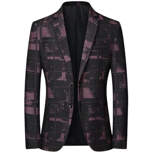 Men's Blazer Outerwear Printing Slim Business Casual Suit Jacket