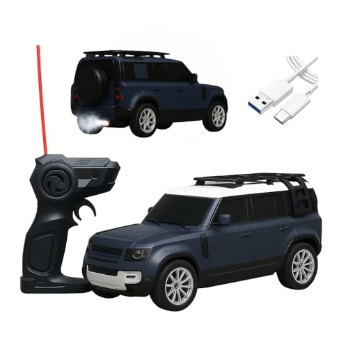 Image of K D Smoke Remote Control SUV Defender Car - High-Speed Off-Road RC Car with LED Lights & Smoke | USB Type-C Charging (5 Defendar with Fog Remote Car Dark Blue)