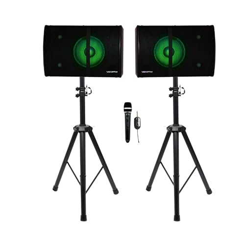 K-FAN-PRO (500W Stereo Karaoke System with Bluetooth, MP3, FM, LED Light Effects and Wireless Vocal Microphone)