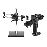 ESD-Safe Ergo-Zoom 8-50X Stereo Zoom Microscope with Dual Arm Base and Dimmable LED Ring Light
