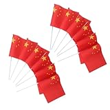 UTHCLO 中国国旗 ミニフラッグ 手持ちスティックフラッグ 14×21cm プラスチック製 無毒仕様 パレードやスポーツ応援 家庭装飾用セット