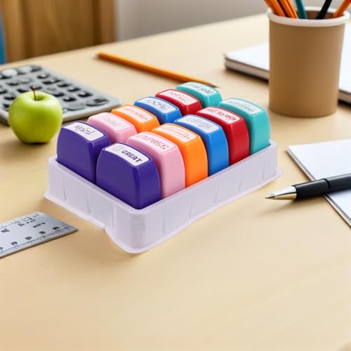Sellos motivacionales para profesores TOYANDONA pack de 12 piezas de plastico para corregir 5