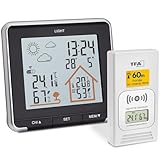 TFA Dostmann stazione meteo con sensore esterno, digitale Life, 35.1153.01, radiocontrollata, temperatura interna e esterna, retroilluminazione, nero