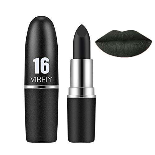 GL-Turelifes Halloween Matte Lipstick, Long Lasting, Non-stick Non-fading Black Lipsticks Vivid Vampire lipsticks for Masquerade, Cosplay, Halloween Makeup (#29 Pitch black)