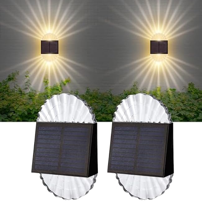 Solar Fence Lights 2 Pack, Up to 10 Hours Light Up Extremely Durable 2 Sided Waterproof LED Step Deck Light Warm White Wall for Patio Stairs Yard and Other Outside Use