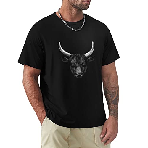 T-shirt tête de taureau noir homme coton regular fit vêtement d'été manche courte