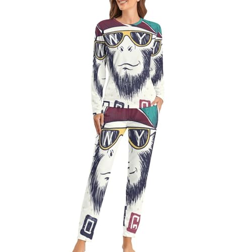 Pyjama femme Singe Cool ensemble manches longues pour vos soirées cocooning
