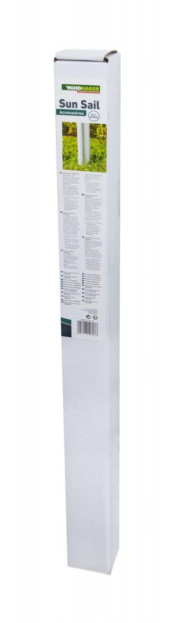 Windhager 900 mm, Fissaggio del palo della Tenda da Sole, Piastra di Base, Supporto per palo, Resistente al Gelo, Lunghezza del Manicotto 90 cm, 10707, Argento