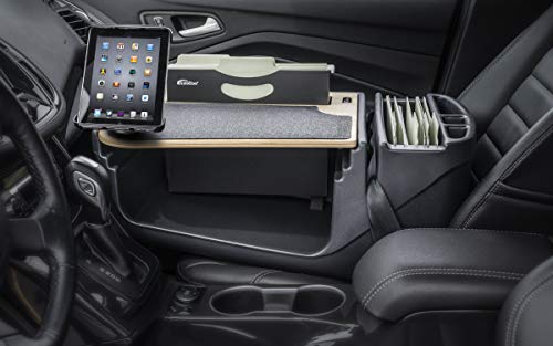 Image of AutoExec AE-FMEF-PI-TAB-11M Efficiency FileMaster Car Desk for Your Vehicle Workstation and Mobile Office, Natural with 400 watt Power Inverter and Tablet Mount | Vehicle Workstation, Mobile Office, 400 Watt Power Inverter, Tablet Mount