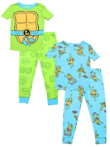 Nickelodeon Ninja Turtle Pajamas for Boys Toddler 4 Piece Snug Fit TMNT Pajamas for Kids Ninja Turtle Pj Pants & Shirt Set 5T