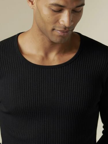 Image of DAMENSCH HeatCode Warmer for Men; Cotton Blend Winter Inner; Fleece Lined Ribbed Thermal Wear for Men Top; Super Soft Body Warmer Full Sleeves Topwear