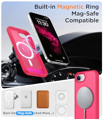 Image of Magnetic Compatible with iPhone 17e Case & iPhone 16e Case,[Built-in Invisible Kickstand][Compatible with MagSafe][Military Grade Shockproof] Slim Translucent Matte Case for iPhone 16e /17e 6.1 inch