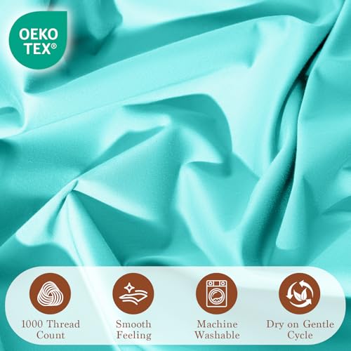 Image of 100% Egyptian Cotton Sheet Set 4 Pcs Full Size Sheets 1000 Thread Count Breathable Soft Bedding Set Fitted Sheet with 16 inch Deep Pocket (Full, Lake Green)