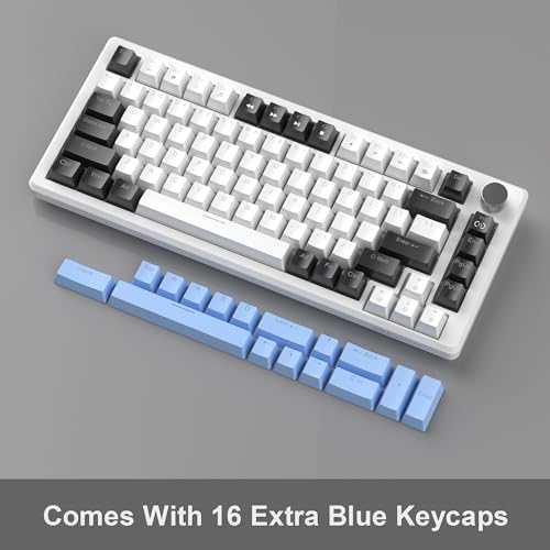 Image of MageGee 75% Mechanical Gaming Keyboard, Compact Blue Backlit Wired Gaming Keyboards with Brown Switches, EVA Foam, Knob Control, STAR75 Portable NKRO PC Gaming Keyboard - White & Blue
