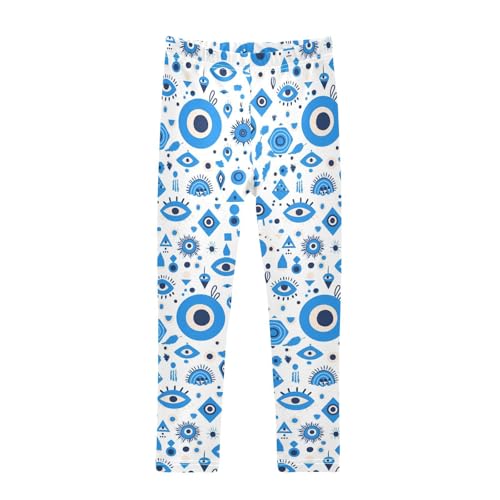 KLL Turkish Blue Evil Eye Dots Minimalist Toddler Girls' Leggings Stretch Full Length Yoga Pants Exercise