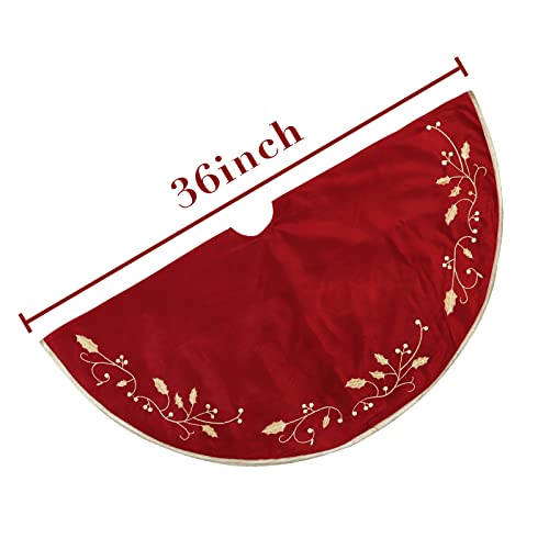 Bunny Chorus BC-876 36 Inches Christmas Tree Skirt, Classical Velvet Fur Plush Red Tree Skirt thumb #2