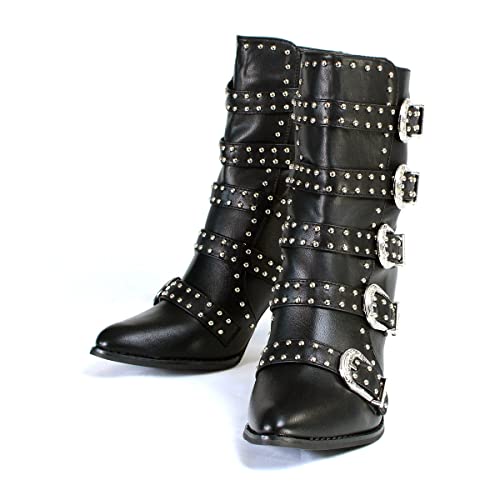 Milwaukee Leather MBL9428 Women's Black Buckle Up Fashion Boots with Studded Bling3
