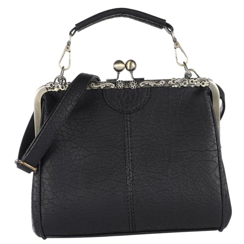 Sac bandoulière rétro noir en cuir PU Homoyoyo pour femme au style vintage compact