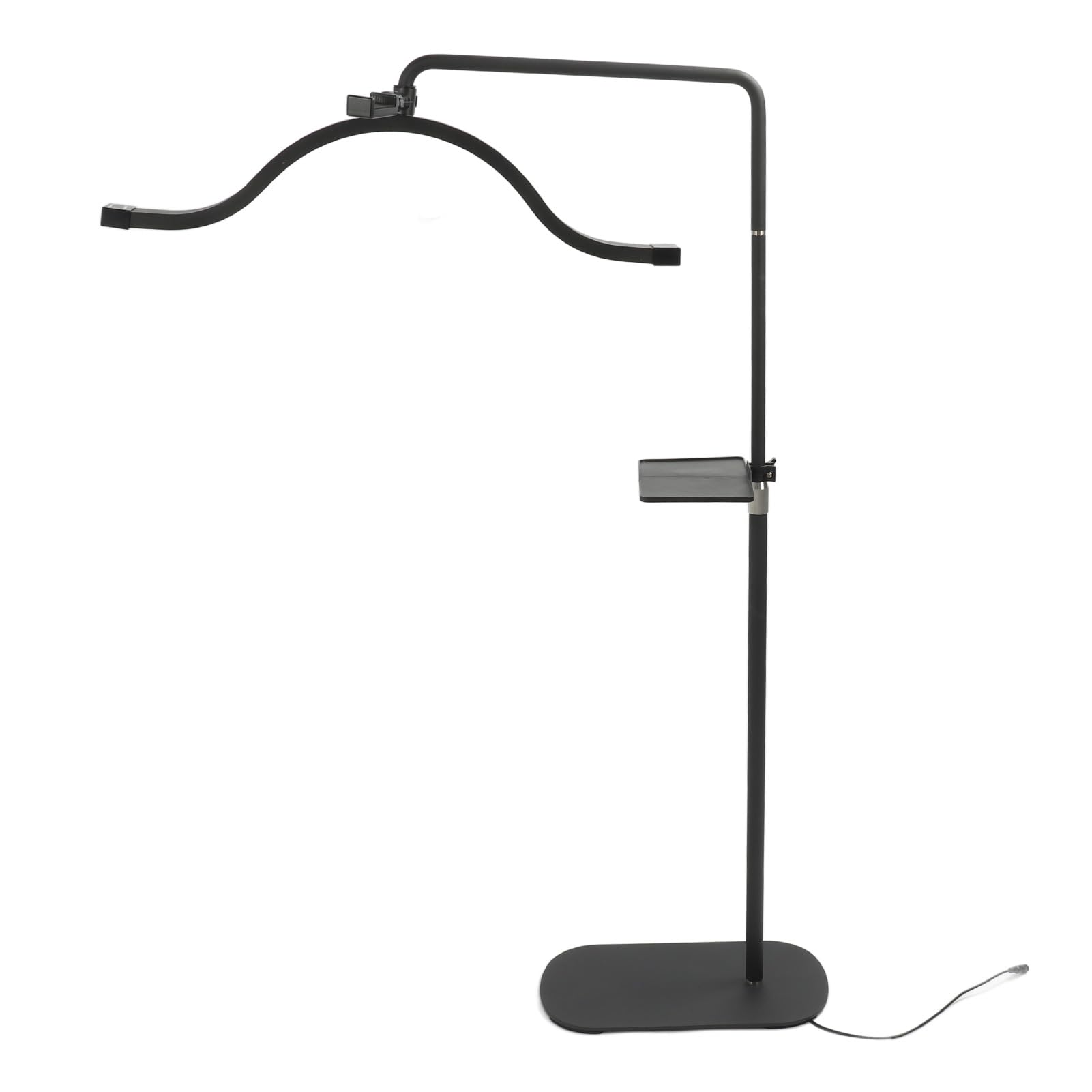 LED Floor Light, 45W Half Moon Lamp with Mobile Phone Clip, 350 Degree Rotation Telescopic Adjustable Bracket, Lighting for Beauty Lashes Eyebrows Filming Content Creation (Black)