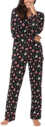 PajamaGram Christmas Pajamas Women - Women Christmas Pajamas, Blk Ornament, LG