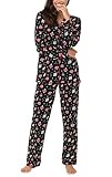 PajamaGram Christmas Pajamas Women - Women Christmas Pajamas, Blk Ornament, LG