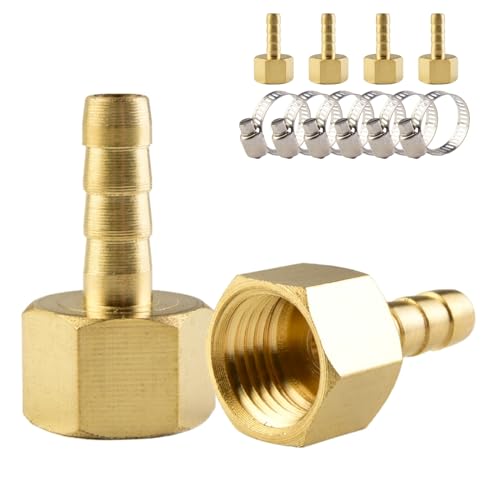 ANGEEK Raccords de tuyaux en laiton, 6 pièces 6 mm × connecteurs de tuyaux filetés mâles 1/4 pouce, avec 6 colliers de serrage, adaptés au raccordement de gaz, d'eau et de carburant