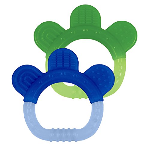 Image of green sprouts Silicone Teethers (2 Pack) | Soothes Gums & Promotes Healthy Oral Development | Multiple Textures Massage Gums, Easy to Hold, Gum, & chew, Dishwasher Safe, Blue