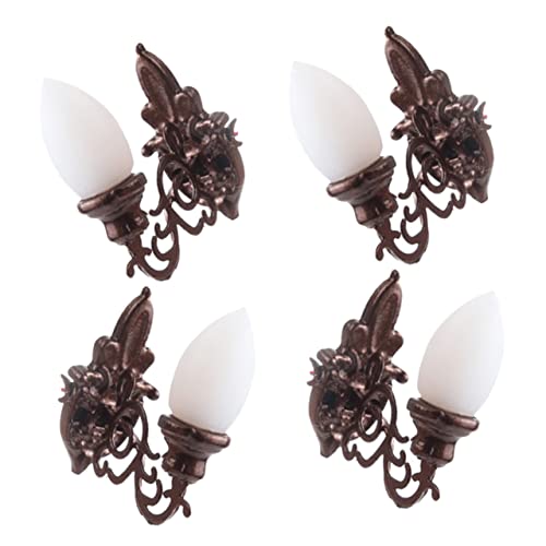 NUOBESTY 4Pcs Mini Wall Lamp Retro Micro Landscape Wall Lights for Sand Table Models Warm Glow Miniature House Decorations Compact Design for Creative Displays