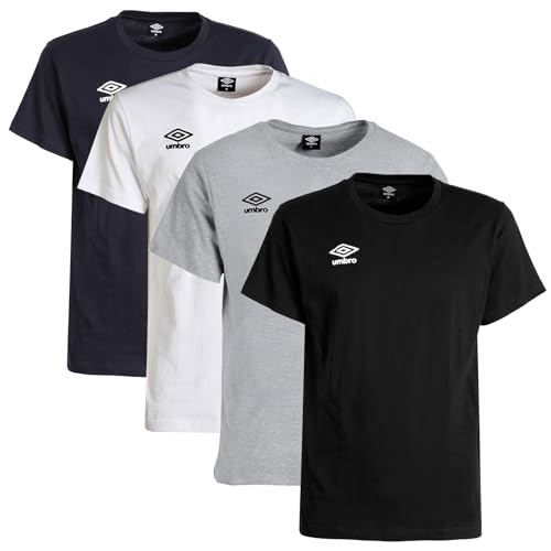 Umbro - Camiseta de hombre de manga corta deportiva de algodón para deporte gimnasio y tiempo libre: camiseta de algodón, media manga, cuello redondo, combinable con pantalones cortos, Color blanco.,